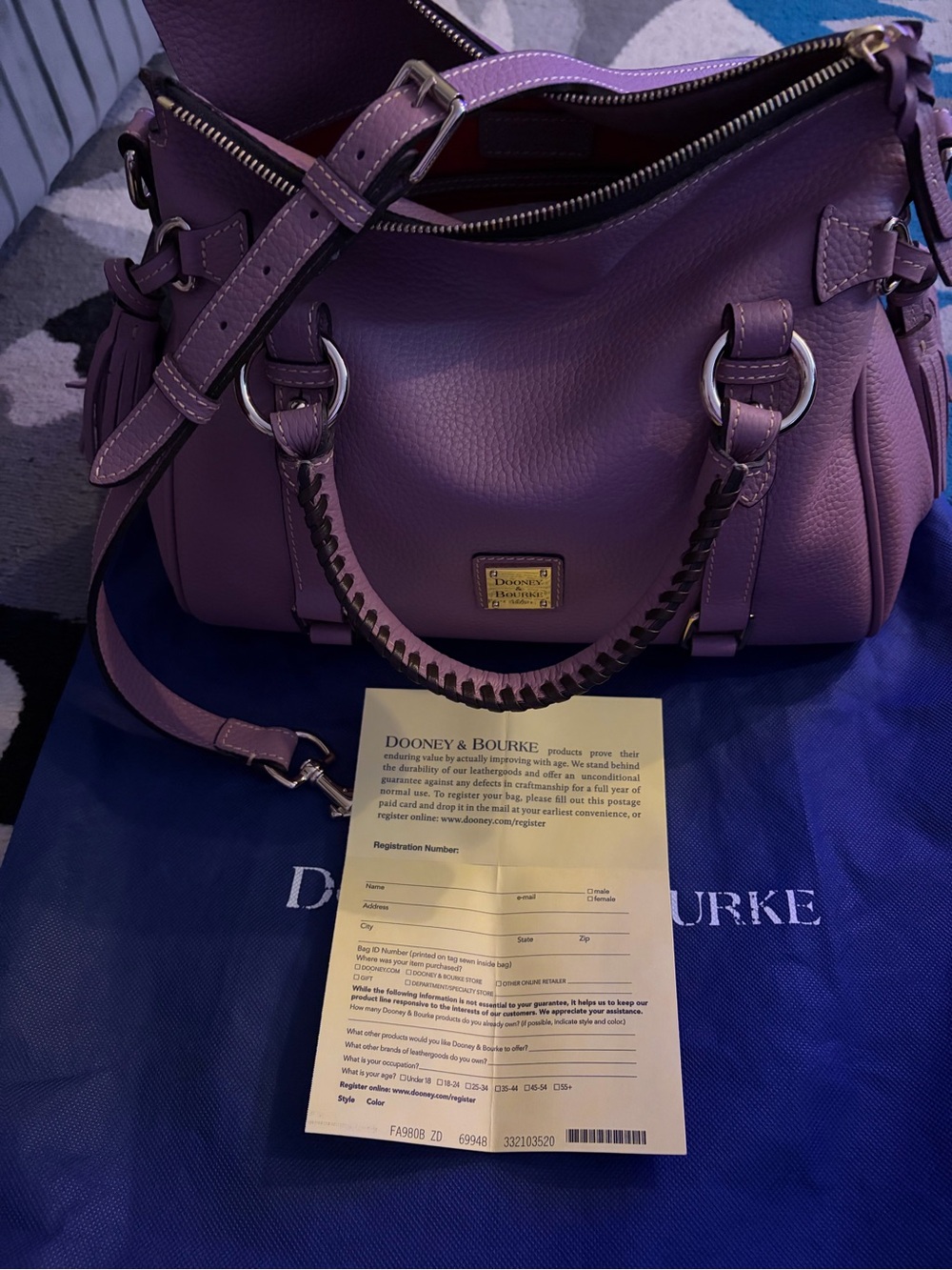Dooney & Bourke Pebble Leather Satchel with soft Gold-Tone Hardware - Picture 7 of 7